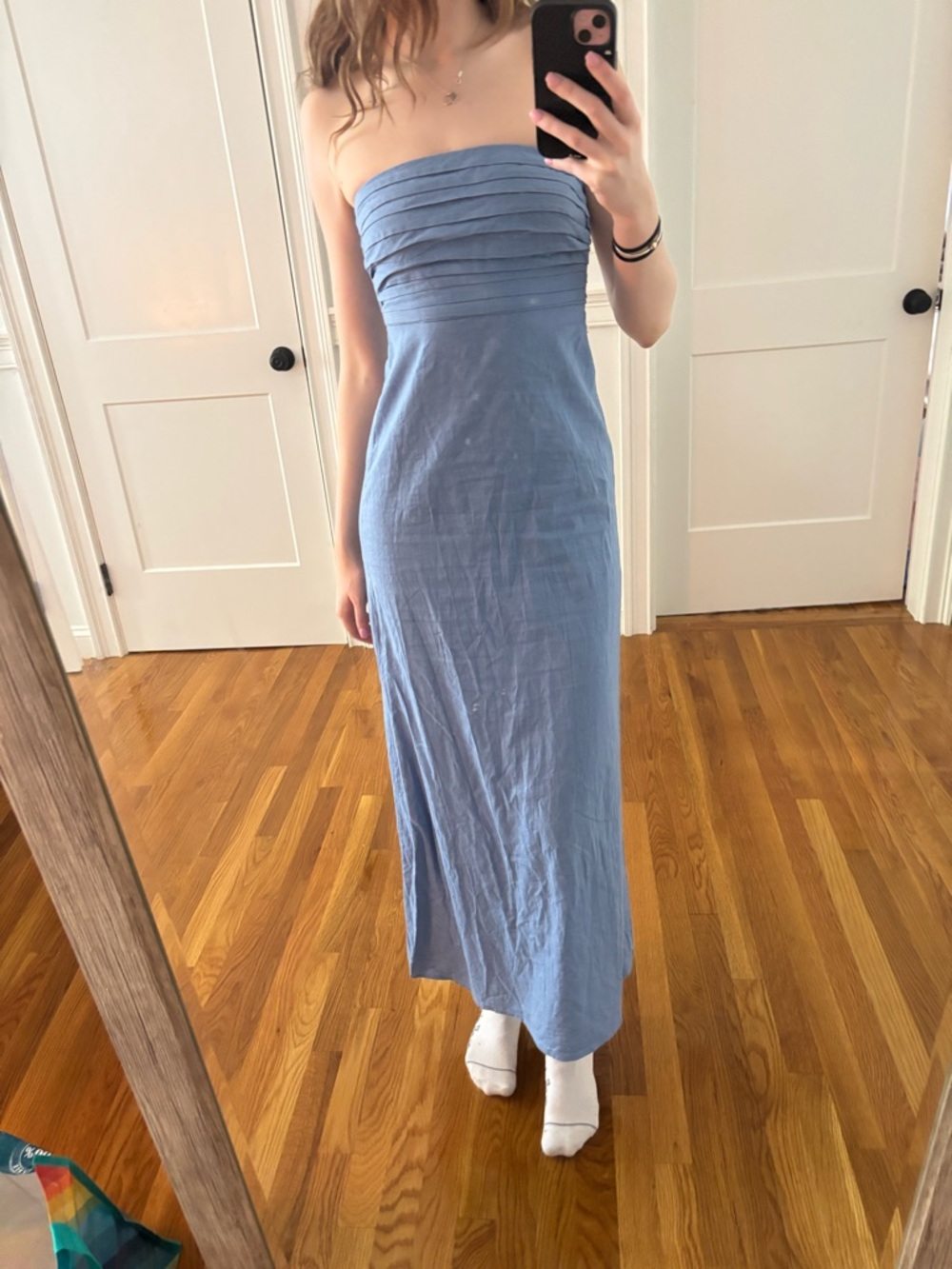 Abercrombie & Fitch Strapless Light Blue Maxi Dress